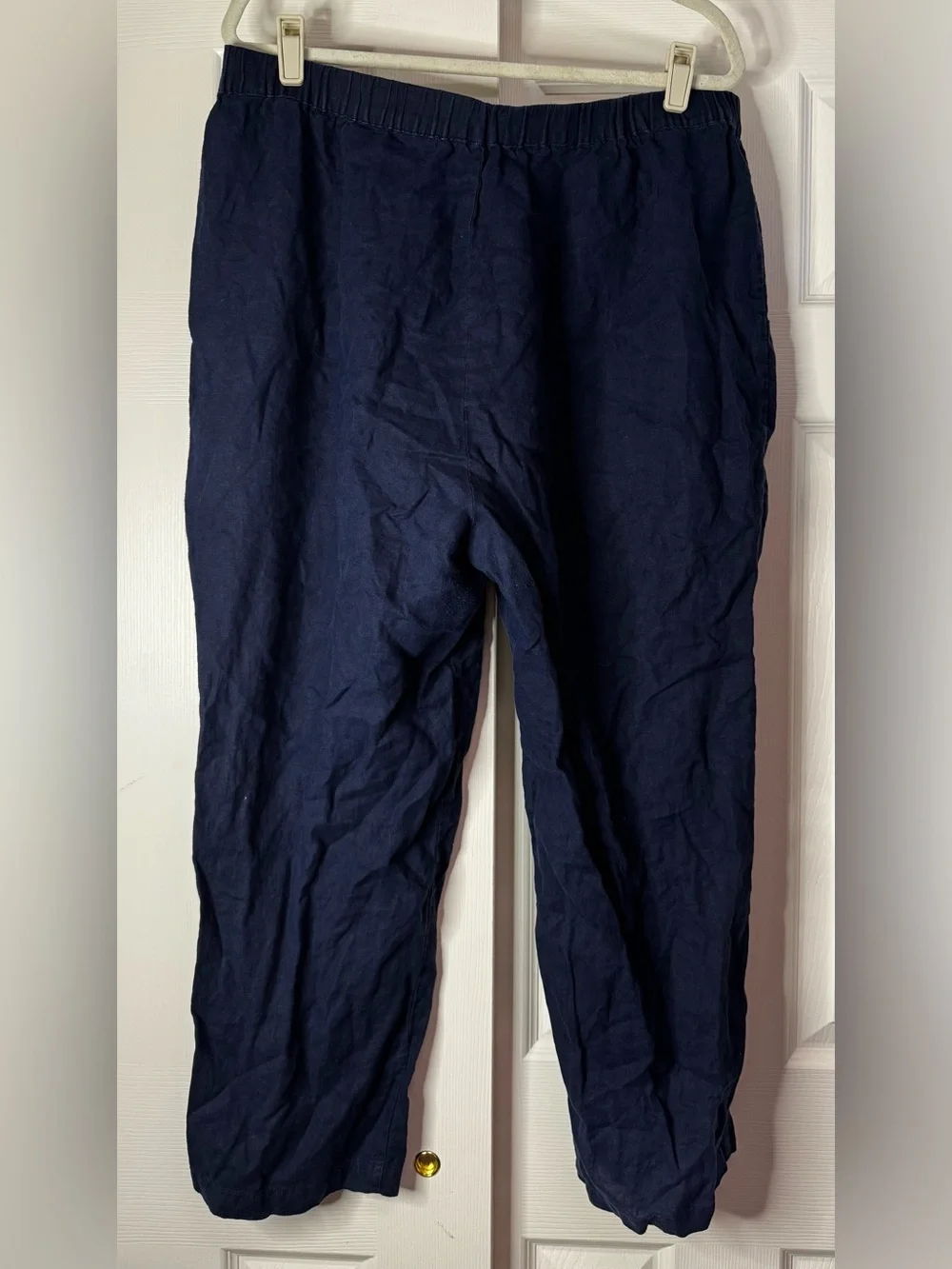 Quince Italian Linen Navy Straight Leg Ankle Pants - Size XL